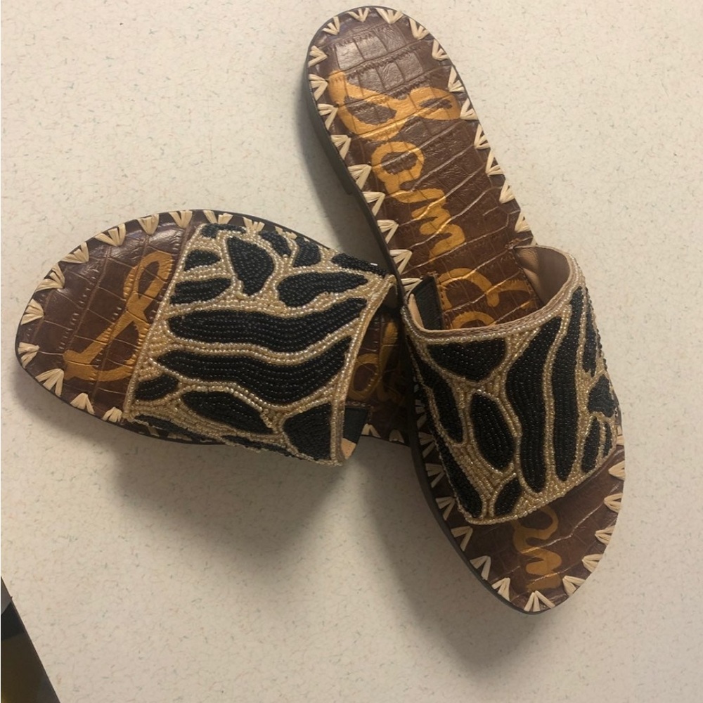 Sam Edelman sandals beautiful zebra beads detail used gently true to size - Picture 6 of 17